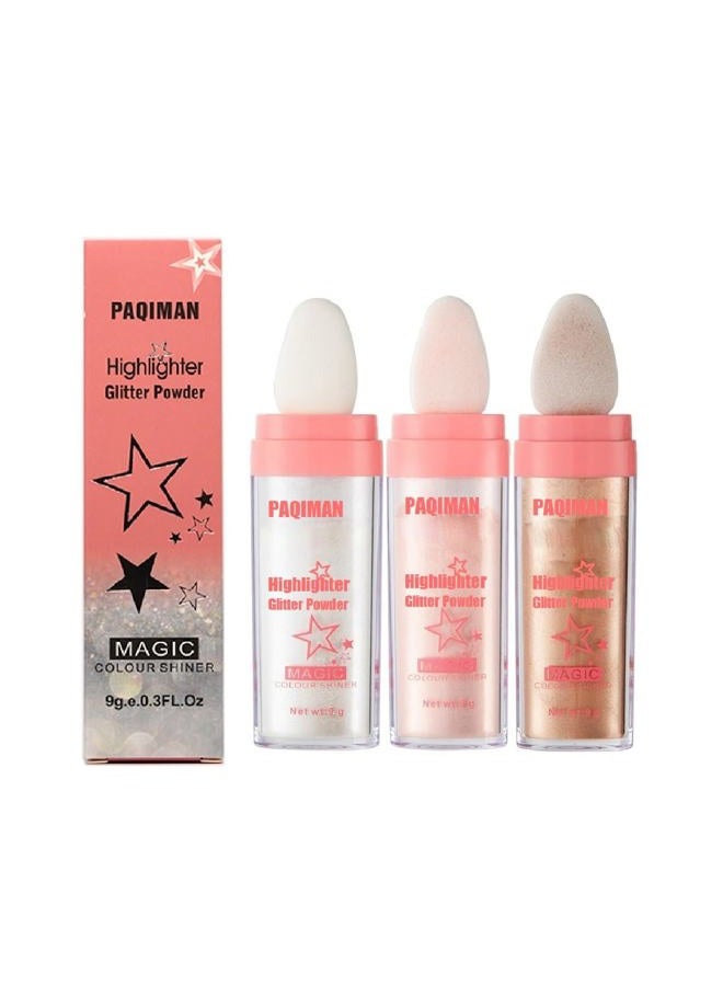 PAQIMAN Polvo De Hadas Powder Highlighter Body Brightens the Natural Three-dimensional Face Powder Blusher (3Color -01# / 02# / 03#) - Image 1